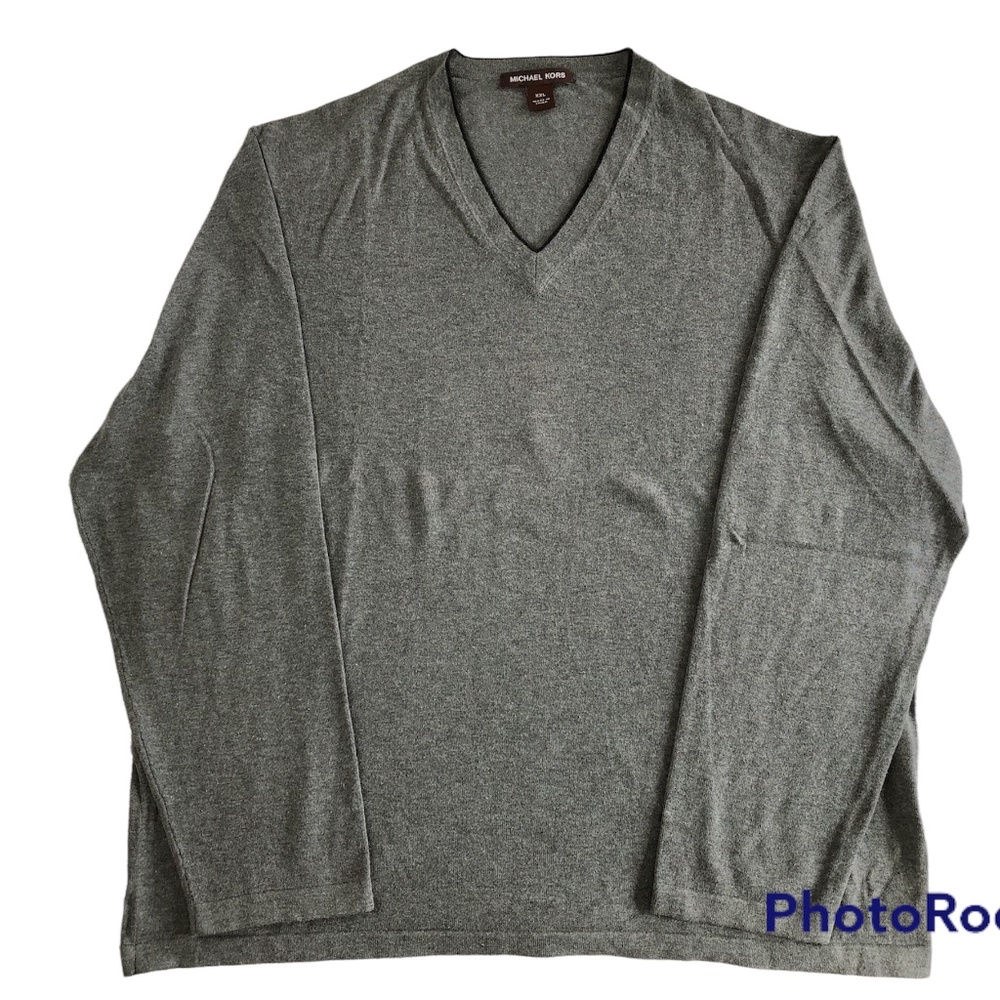 Michael Kors V Neck Sweater Gray Men’s Size 2X 100% Cotton